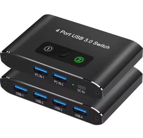  USB 3.0 kapcsoló, 4 portos USB KVM kapcsoló 2 számítógéphez, 4 eszköz megosztása